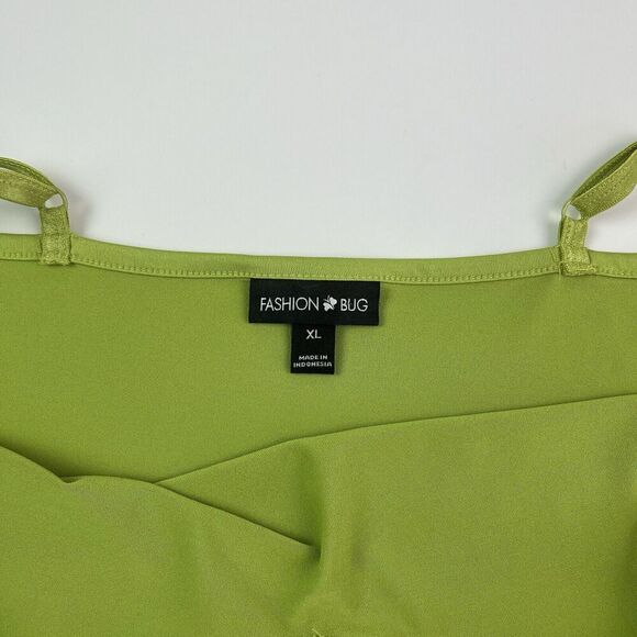 Fashion Bug Y2K Lace Trim Tank Top Cami Sz XL Green Vtg 90s Coquette Grunge - Picture 3 of 12